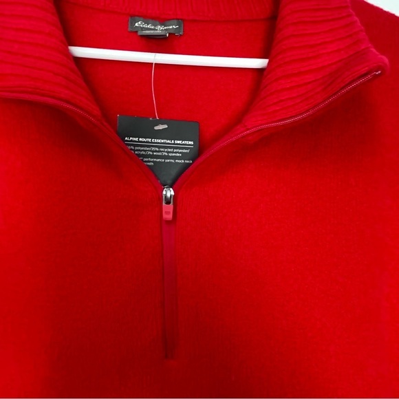 Eddie Bauer Alpine Route Essential Red Sweater 1/4 Zip Mock Neck Size Large - Picture 4 of 10